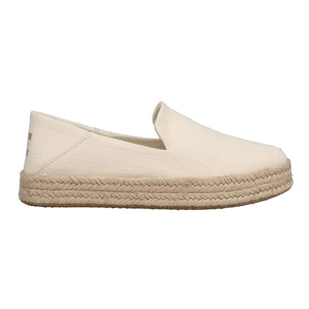 Toms Carolina Espadrille Light Twill Cream White Size 8